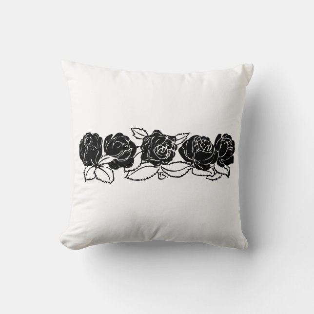 Personalizable de almohada de Rosas negros reversi (Anverso)