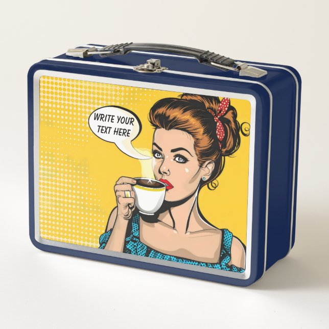 Personalizable de café retro femenino (Anverso)
