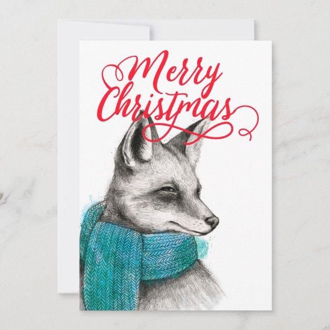 Personalizable de dibujo de Merry Christmas Fox (Anverso)