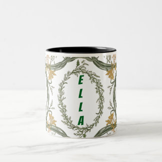 Personalizable de dos tonos tazas de café floral