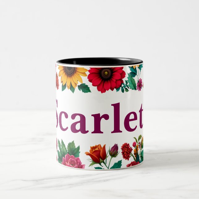 Personalizable de dos tonos tazas de café floral (Centro)