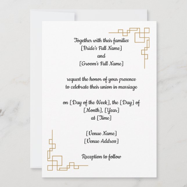 Personalizable de invitación a la boda clásica (Anverso)