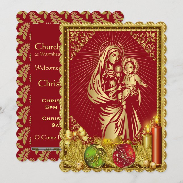 personalizable de invitación a misa de Navidades (Anverso / Reverso)