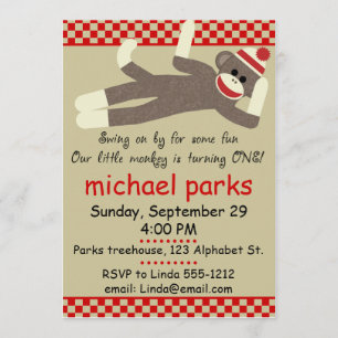 personalizable de invitación de cumpleaños de Mono