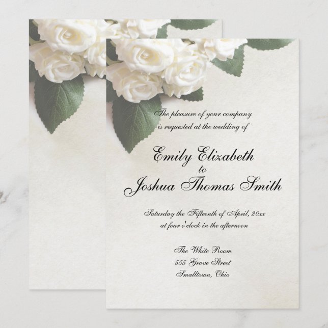 Personalizable de invitaciones a la boda blanca mo (Anverso / Reverso)