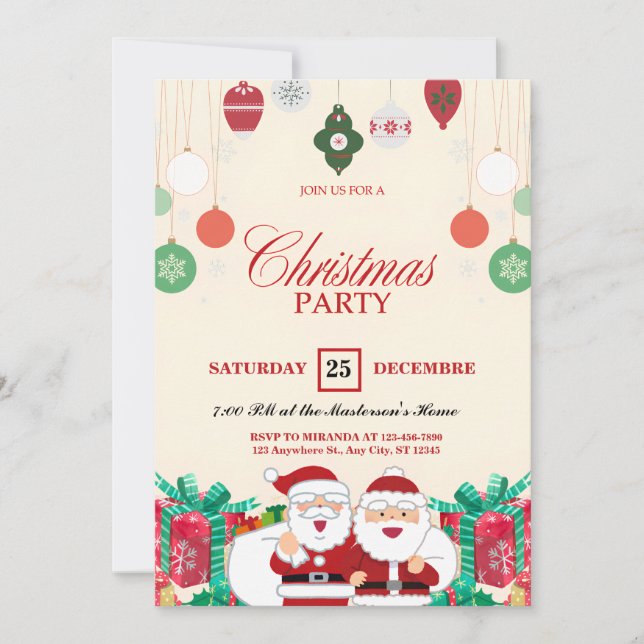 Personalizable de invitaciones de fiesta de Navida (Anverso)