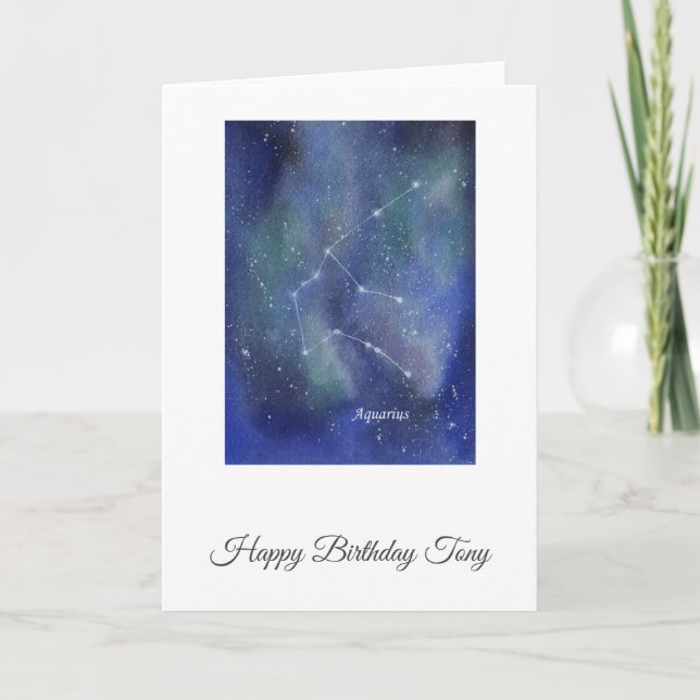 Personalizable de la tarjeta de cumpleaños Aquariu (Anverso)
