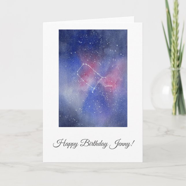 Personalizable de la tarjeta de cumpleaños Gemini (Anverso)