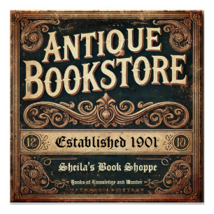 Personalizable de librería antigua Poster brillant