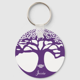 Personalizable de llavero en un árbol céltico púrp