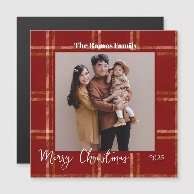 Personalizable de Navidades del Patrón Tartán de E (Anverso/Reverso)