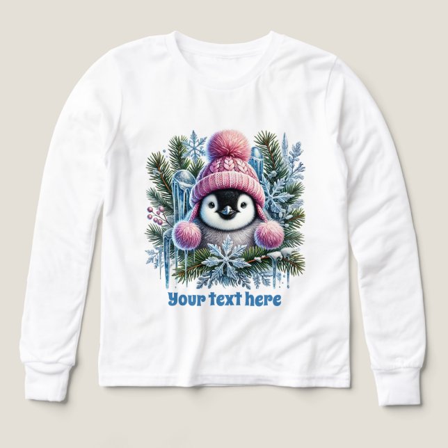 Personalizable de pingüino de invierno (Diseño frontal)
