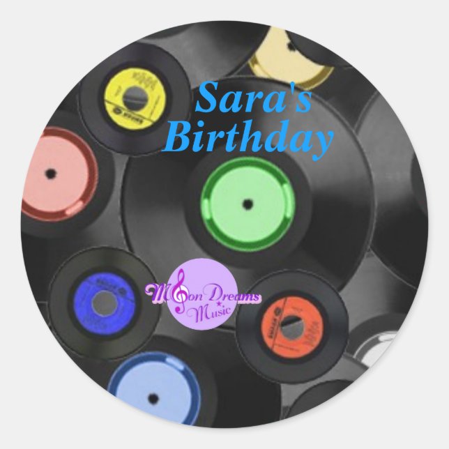 Personalizable de registros retro Pegatinas redond (Anverso)
