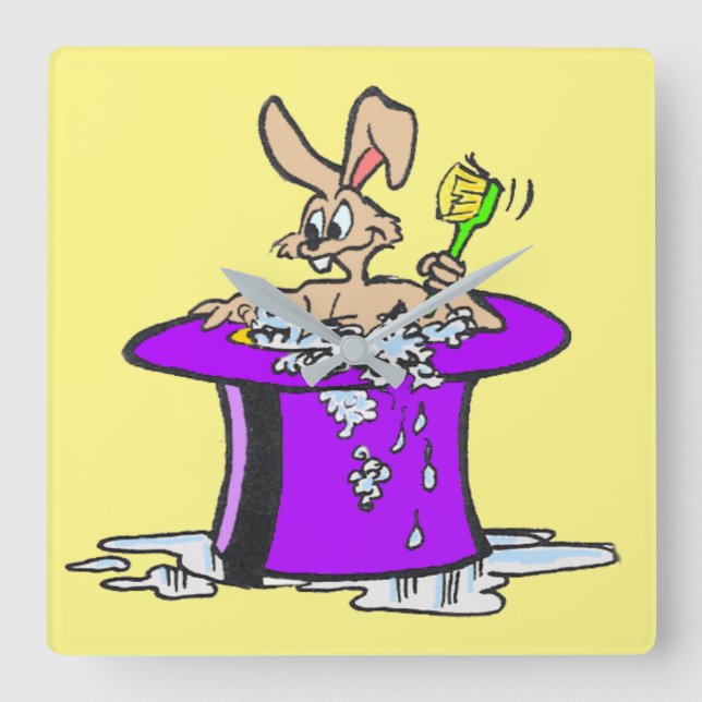 Personalizable de reloj de pared cuadrado de Bunny (Anverso)