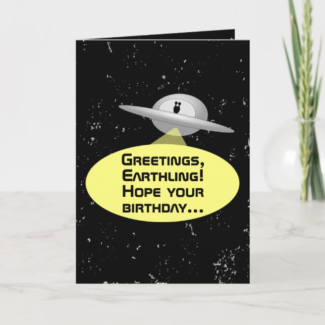 Personalizable de tarjeta de cumpleaños de Alien,  (Anverso)