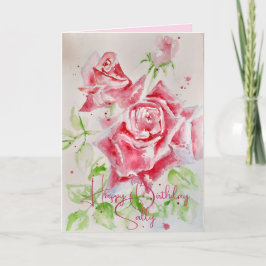 Personalizable de tarjetas de Rosas florales rosad