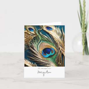 Personalizable de tarjetas Feather de Peacock Gold
