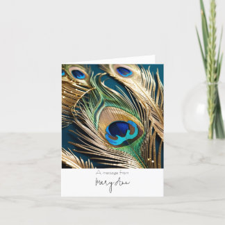 Personalizable de tarjetas Feather de Peacock Gold