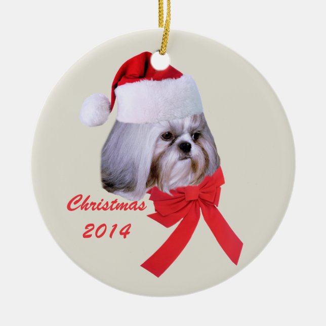 Personalizable del ornamento del navidad de Shih (Frente)