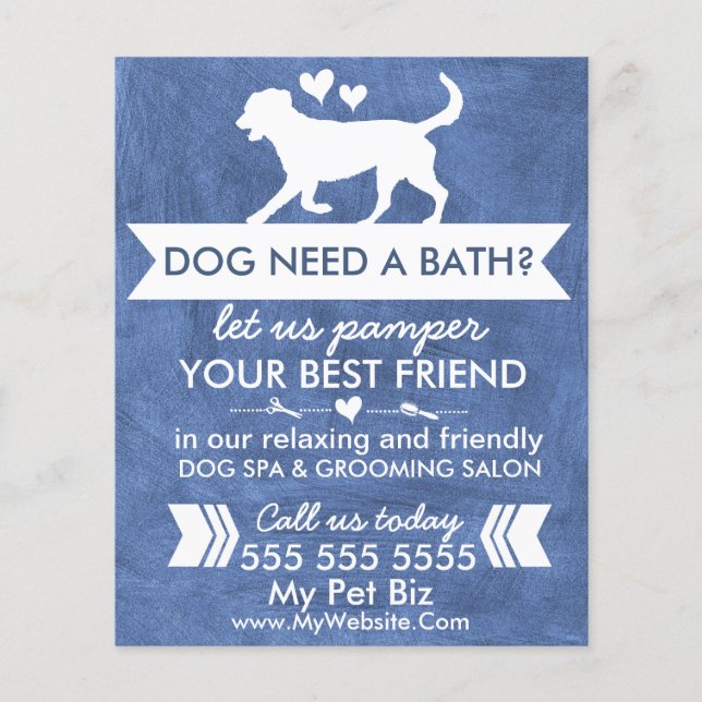 Personalizable el volante "Grooming" del perro azu (Frente)