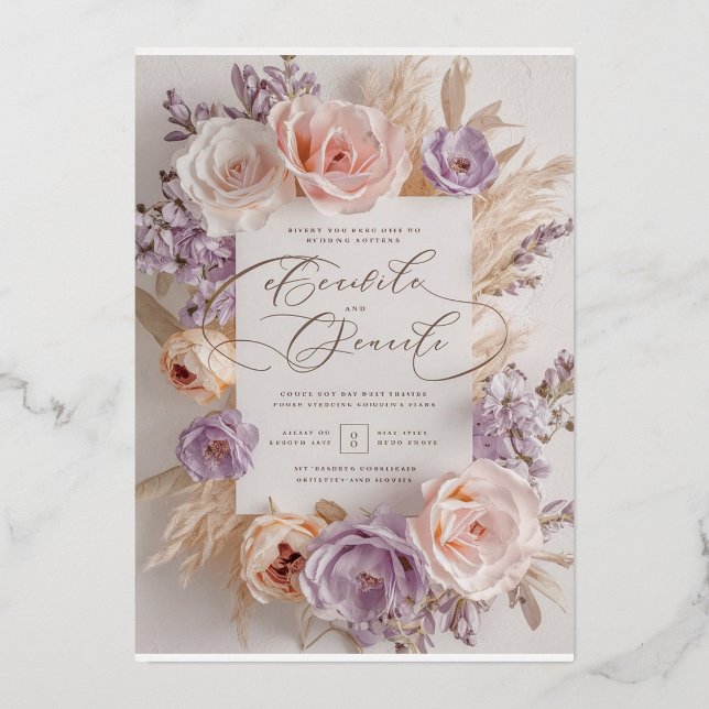 Personalizable Elegante Invitación a la Boda Flora (Anverso)