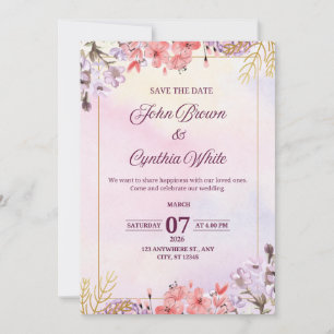 Personalizable Elegante Invitación a la Boda Flora