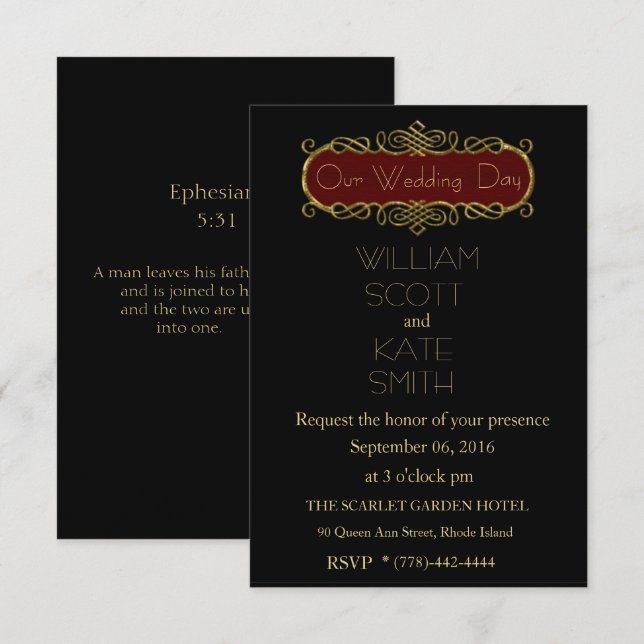 Personalizable Elegante INVITACIÓN DE BODA (Anverso / Reverso)