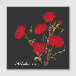Personalizable Elegante Vintage Floral Red Carnati