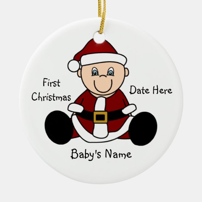 Personalizable Elf Primer Ornamento de Navidad (Frente)
