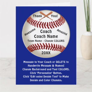 Personalizable, entrenador de béisbol, tarjeta de 