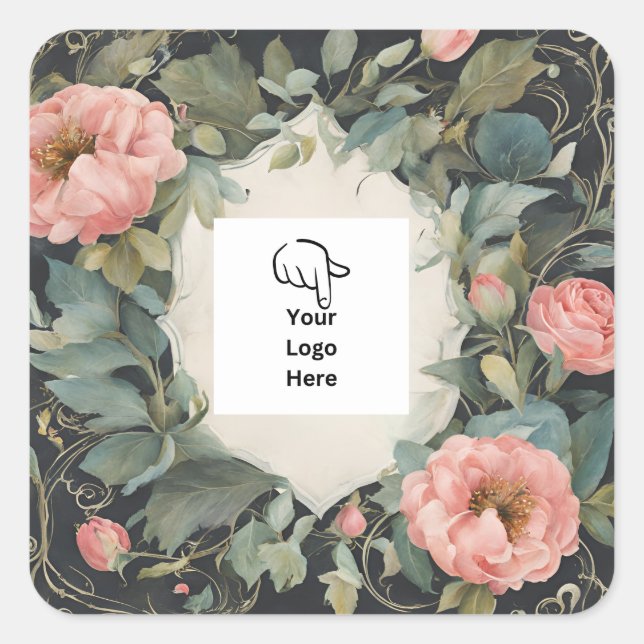 Personalizable Fabulous Floral Logo Pegatinas (Anverso)