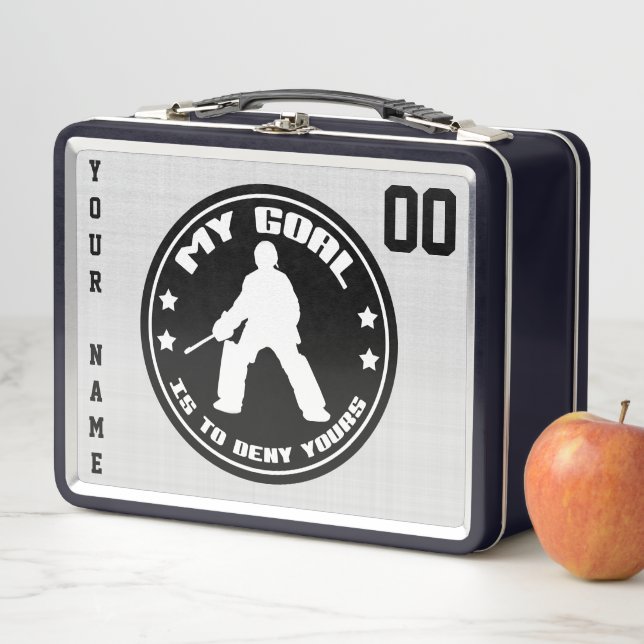 Personalizable Field Hockey Goalie Lunch Box, negr (In situ)