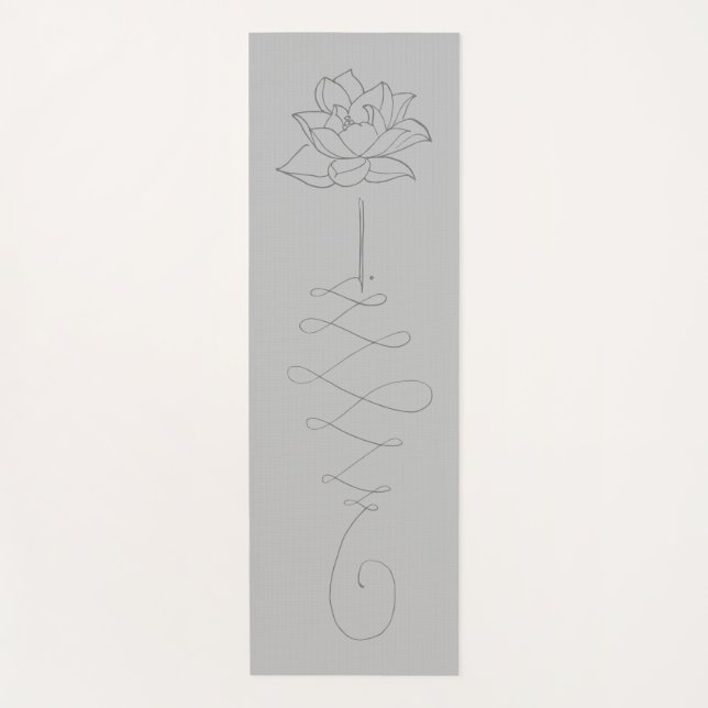 Personalizable Floral Lotus Grey Unalome Yoga Mat (Anverso)