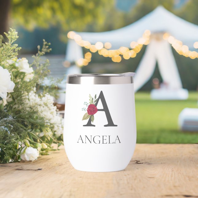 Personalizable floral moderno letra a monogramada (Boda)