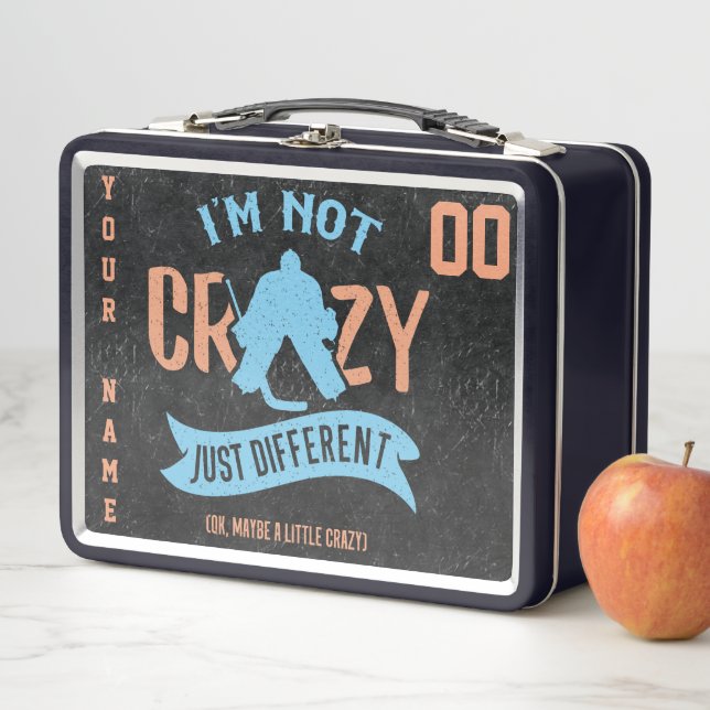 Personalizable Funny Hockey Goalie Lunch Box (In situ)
