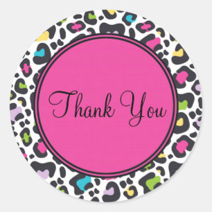 Personalizable Gracias Pegatina   Neon Leopard