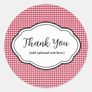Personalizable Gracias Pegatina Red & White Gingha