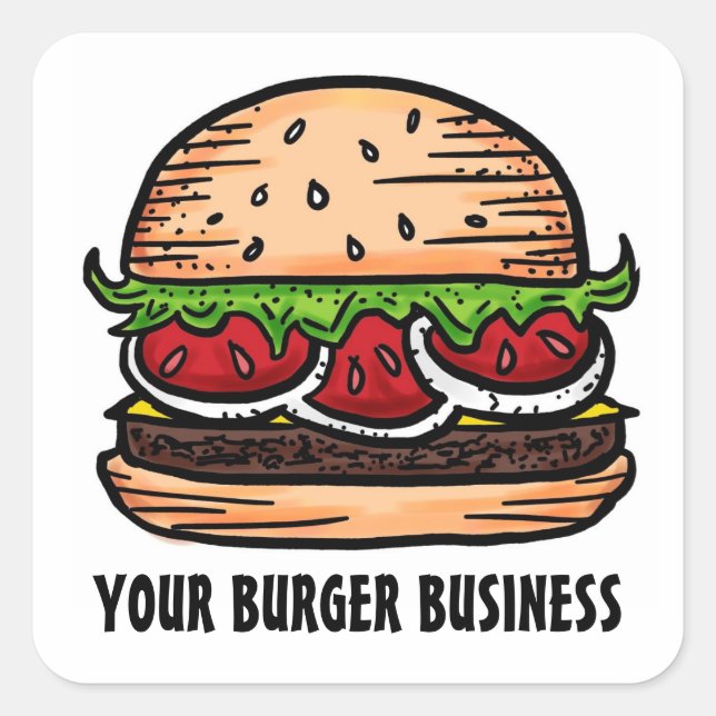 Personalizable hamburguesa negocios pegatinas de c (Anverso)
