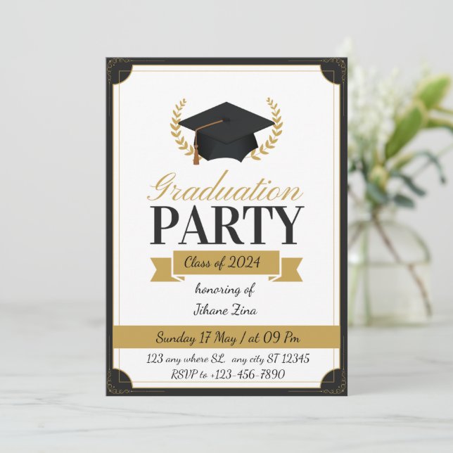 Personalizable Invitación a graduación (Anverso de pie)