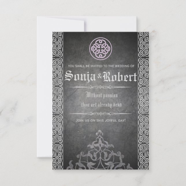 Personalizable Invitación a la boda medieval celta (Anverso)