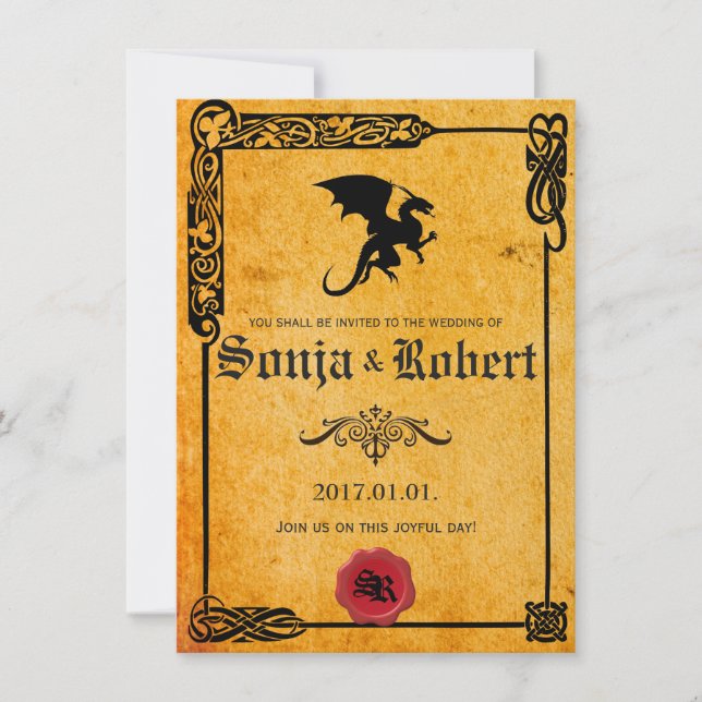Personalizable Invitación a la boda medieval celta (Anverso)