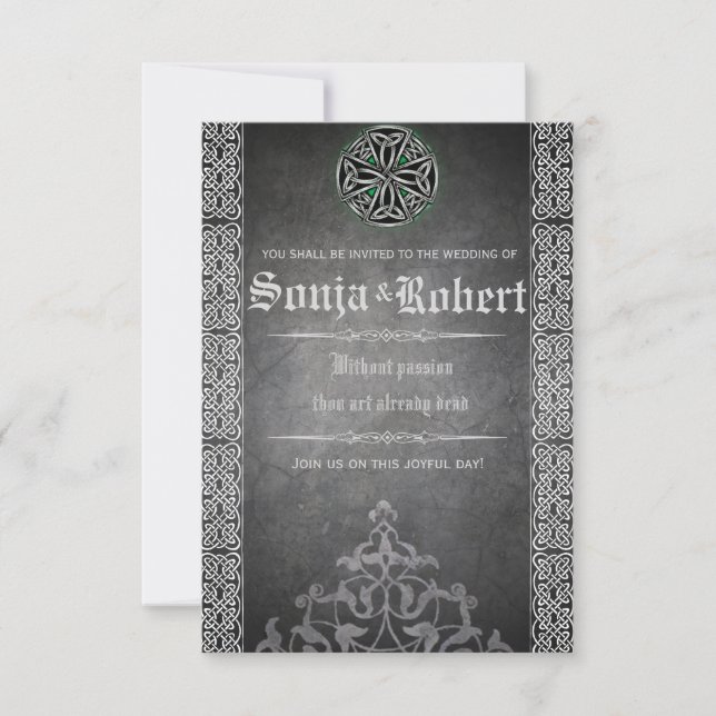 Personalizable Invitación a la boda medieval celta (Anverso)