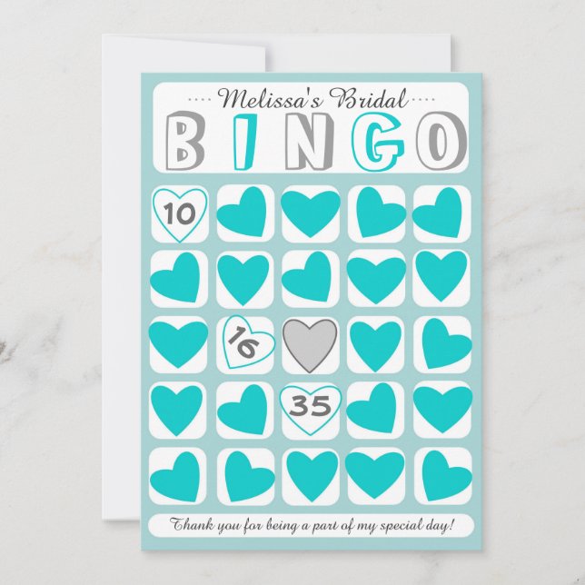 Personalizable juego de bingo de novia tarjeta gri (Anverso)