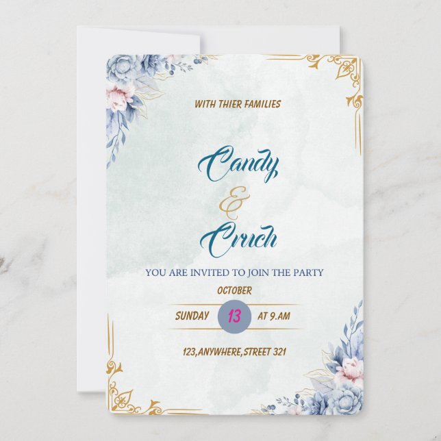 Personalizable, Moda, Invitación a la boda (Anverso)