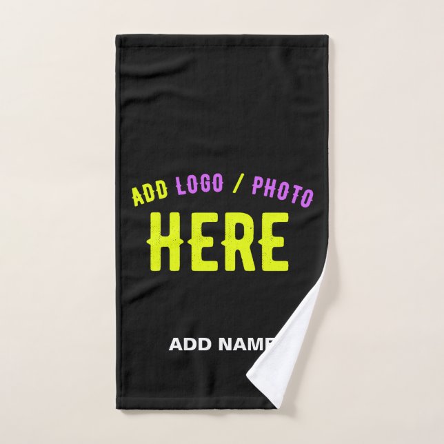 PERSONALIZABLE MODERNO ESTILO NEGRO VERIFICADO MAR (Toalla de mano)