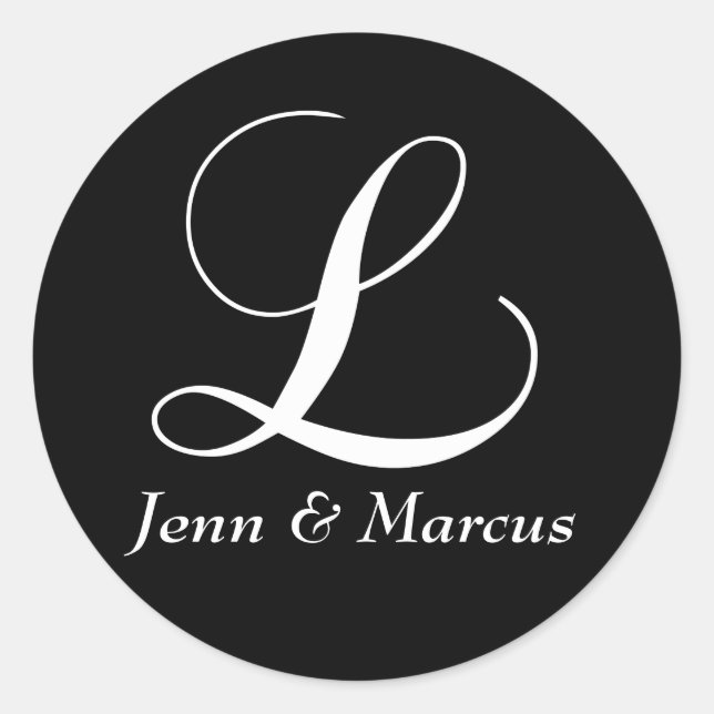 Personalizable Monograma L Boda Pegatina (Anverso)