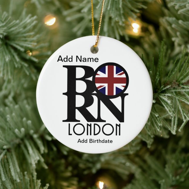 Personalizable NACIDO Londres Ornamento cerámico (Árbol)