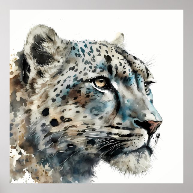 Personalizable Nieve Leopardo Arte Imprimir arte m (Frente)