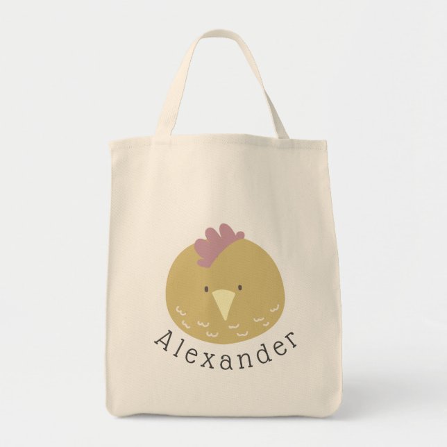 Personalizable Nombre Bolsa de Tote de Chick Cute (Frente)
