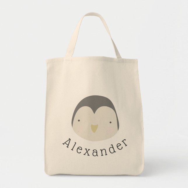Personalizable Nombre Bolsa de Tote Pingüino (Frente)
